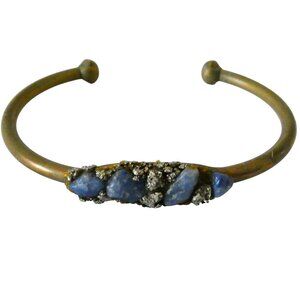 MARLY MORETTI semi precious gemstone cuff bracelet Sodalite & Pyrite